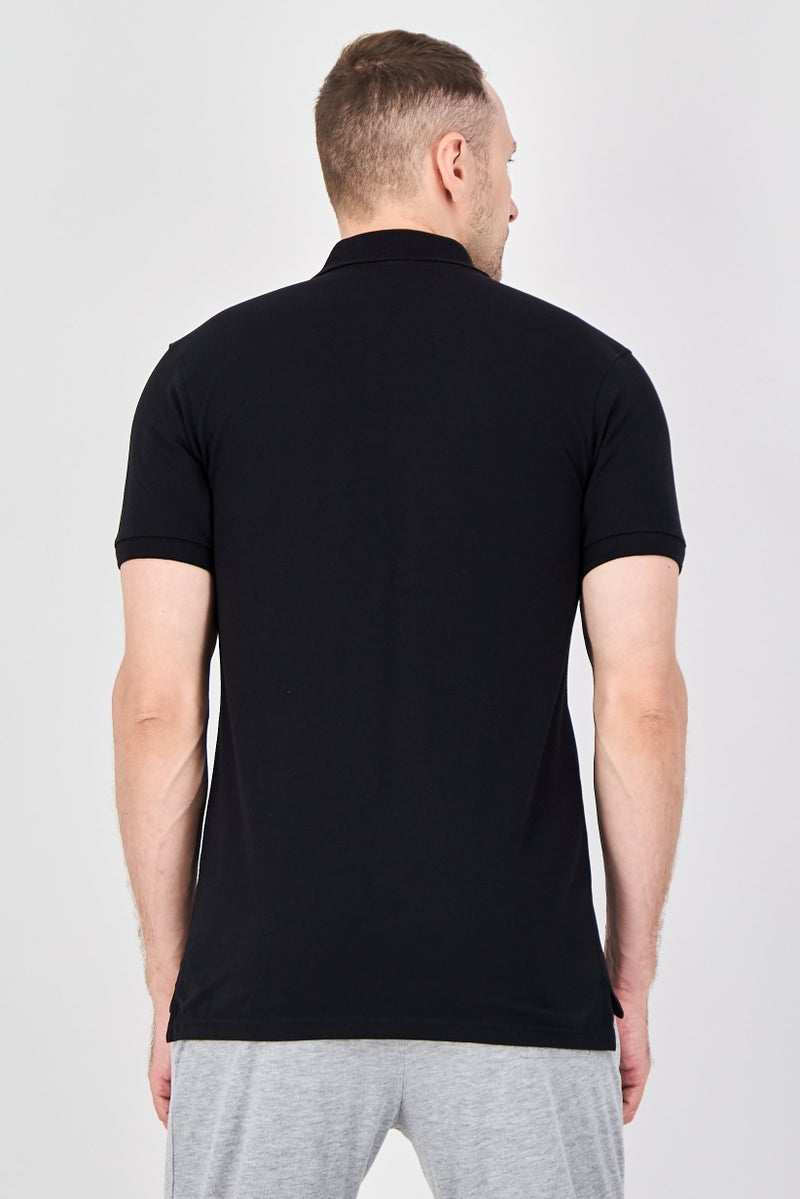 FILA Men Sportswear Fit Short Sleeve Outdoor Polo Shirt, Black - Image 3