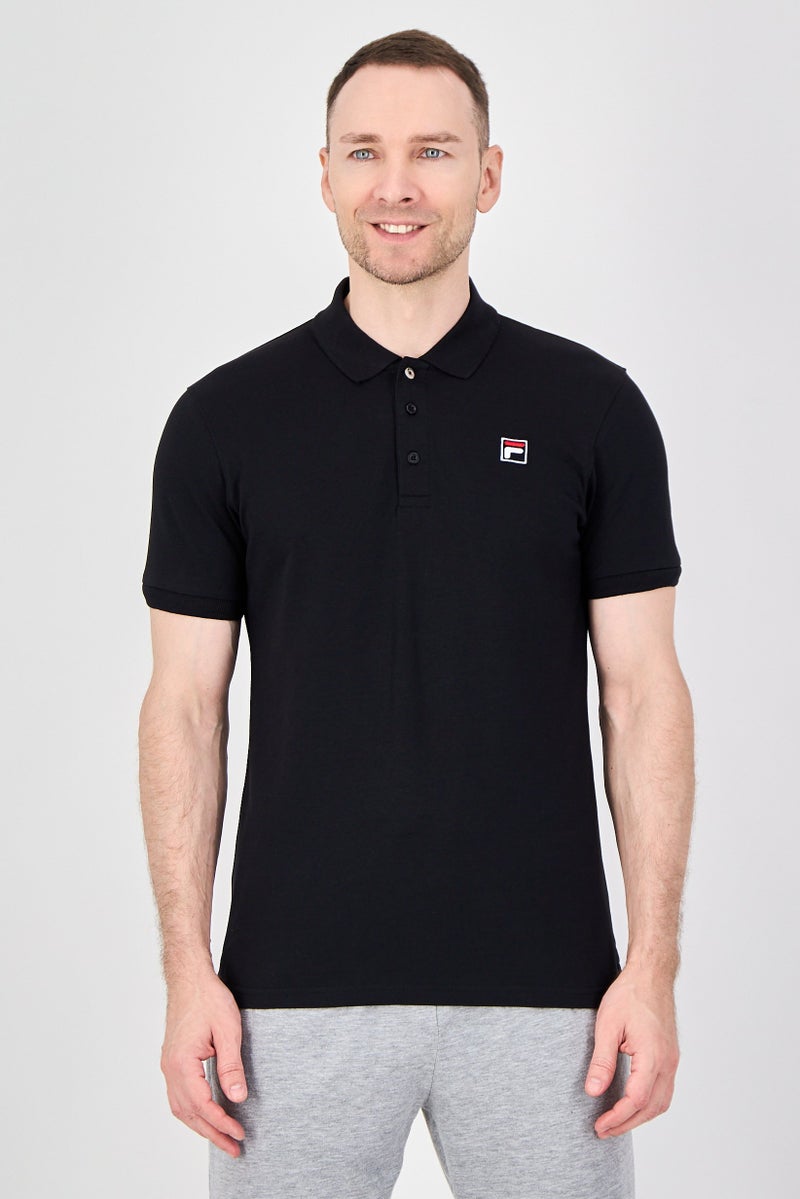 FILA Men Sportswear Fit Short Sleeve Outdoor Polo Shirt, Black - Image 1