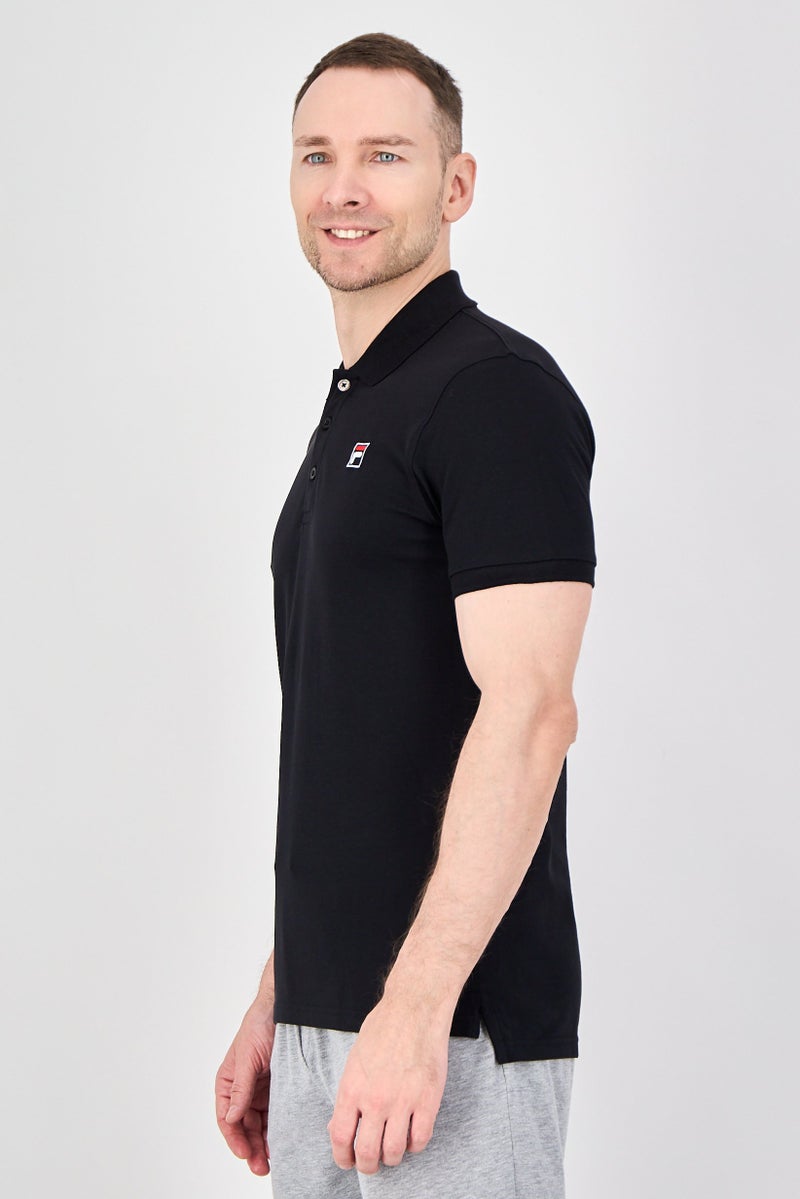 FILA Men Sportswear Fit Short Sleeve Outdoor Polo Shirt, Black - Image 2