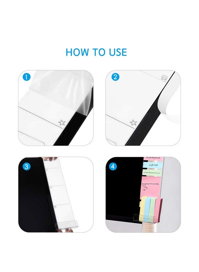 موسيسو لوحة ملاحظات من الأكريليك، حاملات رسائل وملاحظات ولوحات ملاحظات وشاشة كمبيوتر وملاحظات لاصقة وحامل هاتف للتذكير للمكتب والمنزل ومنظم سطح المكتب مع لوحين جانبيين (يسار ويمين) - Image 3
