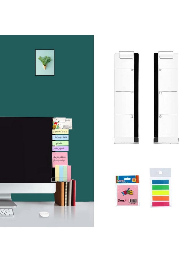 موسيسو لوحة ملاحظات من الأكريليك، حاملات رسائل وملاحظات ولوحات ملاحظات وشاشة كمبيوتر وملاحظات لاصقة وحامل هاتف للتذكير للمكتب والمنزل ومنظم سطح المكتب مع لوحين جانبيين (يسار ويمين) - Image 4