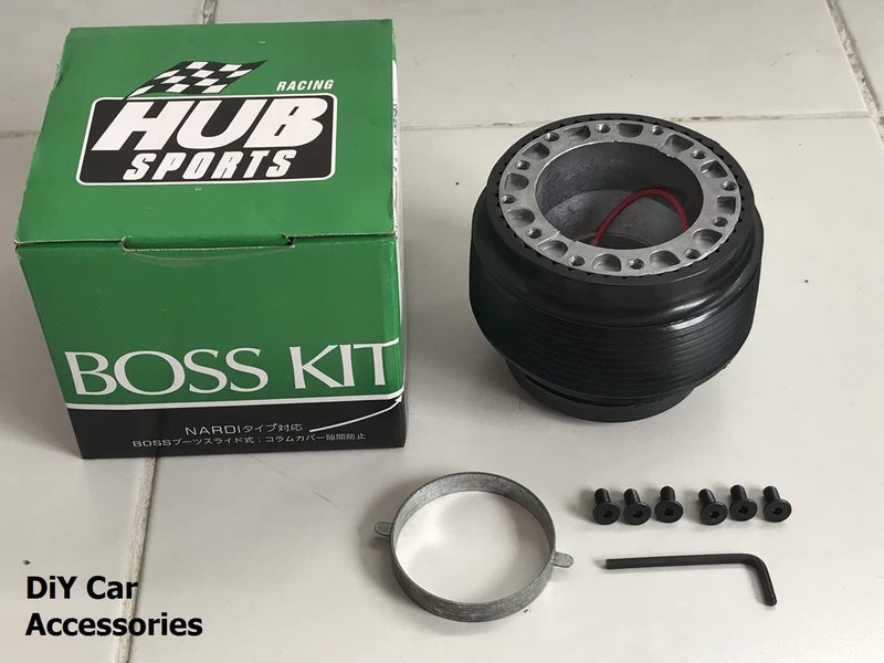 AUTO MT عجلة قيادة عالمية عميقة 14 بوصة من AUTO MT - SPARCO لمظهر سيارات السباق الرياضية مع مجموعة BOSS KIT مجانية (عجلة قيادة SPARCO 14" باللون الأسود مع مجموعة BOSS KIT) - Image 3