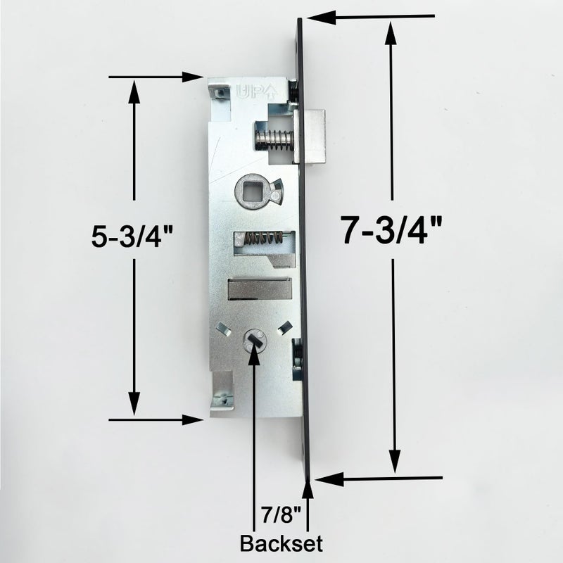 ReigaHood US Flat Slot Storm Door Mortise Lock Body Fits for Older Storm Doors, 5/16" Square Spindle Hub, 2-1/2" Handle PZ, 7/8" Backset, 7" Faceplate H.C., Non-Handed, Matte Black - Image 4