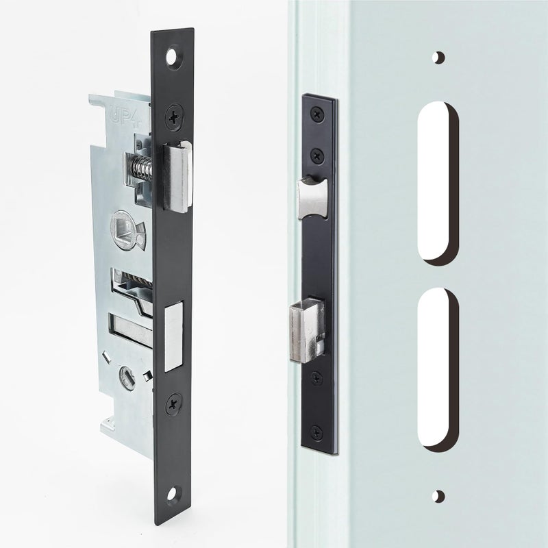 ReigaHood US Flat Slot Storm Door Mortise Lock Body Fits for Older Storm Doors, 5/16" Square Spindle Hub, 2-1/2" Handle PZ, 7/8" Backset, 7" Faceplate H.C., Non-Handed, Matte Black - Image 1