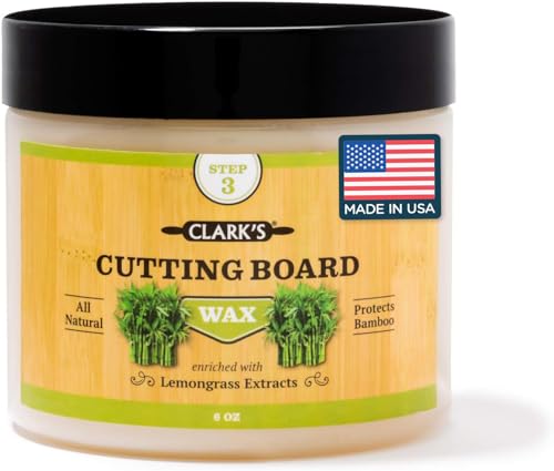 CLARKS Cutting Board Wax Food Grade  All Natural Butcher Block Conditioner for Wooden Kitchen Utensils  Food Grade Beeswax for Cutting Board  Enriched with Lemongrass Extracts  6oz