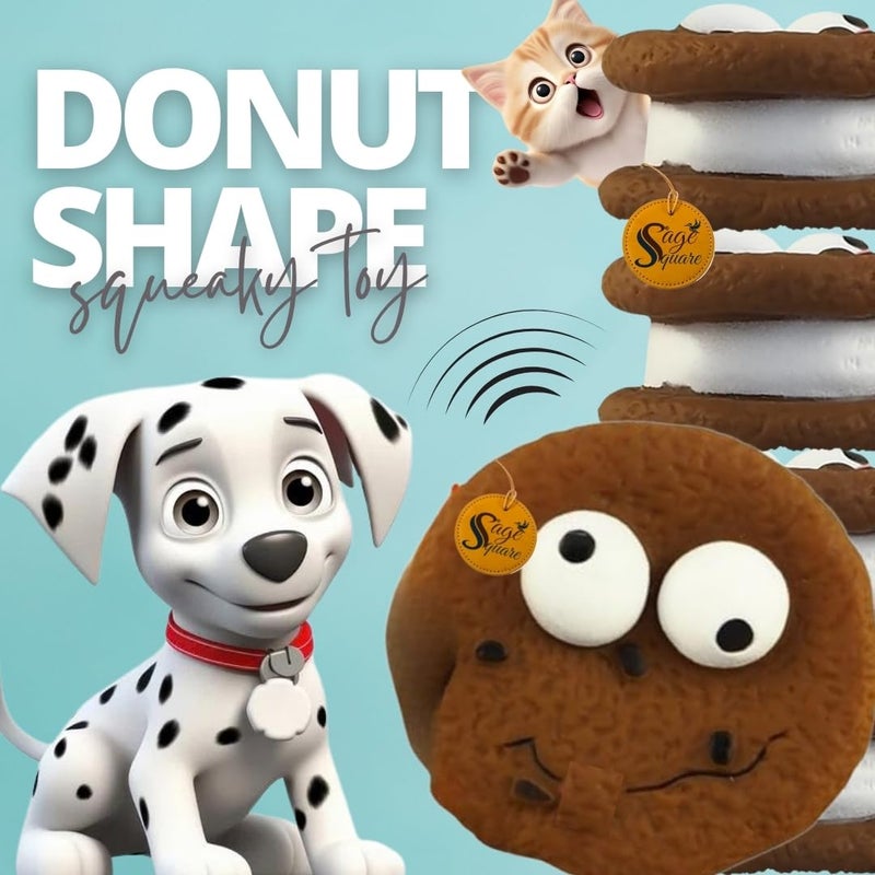 Sage Square لعبة بسكويت مطاطية تصدر صوتاً للكلاب والقطط: أطلق شغف المضغ مع صرير عالٍ، تسلية لساعات، لعبة مطاطية تفاعلية، سحب وضغط، فرحة نباح، متعة مع أوريو - Image 2