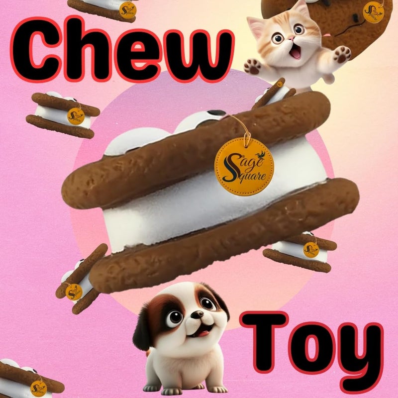 Sage Square لعبة بسكويت مطاطية تصدر صوتاً للكلاب والقطط: أطلق شغف المضغ مع صرير عالٍ، تسلية لساعات، لعبة مطاطية تفاعلية، سحب وضغط، فرحة نباح، متعة مع أوريو - Image 4