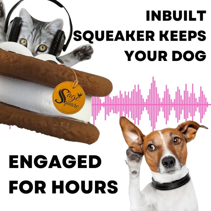 Sage Square لعبة بسكويت مطاطية تصدر صوتاً للكلاب والقطط: أطلق شغف المضغ مع صرير عالٍ، تسلية لساعات، لعبة مطاطية تفاعلية، سحب وضغط، فرحة نباح، متعة مع أوريو - Image 5