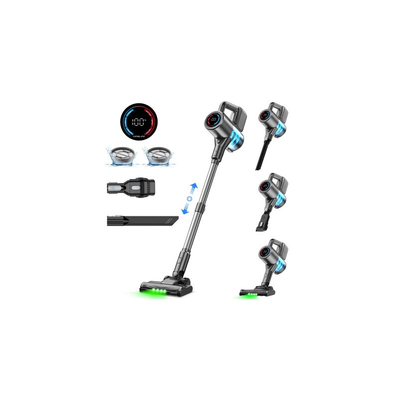 VersLife Cordless Vacuum Cleaner, 500W/40KPA Lightweight Stick Vacuum up to 40 mins Runtime, LED Display and Green Headlights, 6-Stages Filtration, Self-Standing Vacuum for Home Hard Floor, Carpet and Pet Hair - Image 1