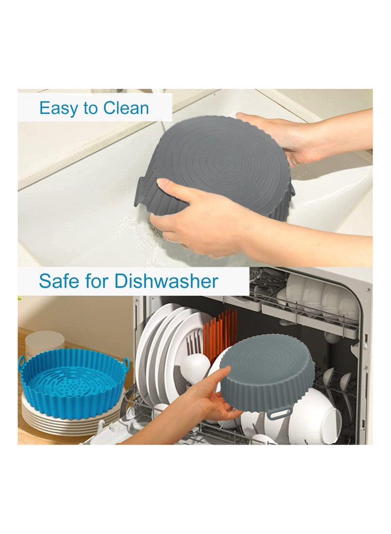 SOLARAE بطانات قلاية الهواء السيليكون، 2 قطع 7.9" ملحقات قلاية الهواء، بطانات دائرية قابلة لإعادة الاستخدام، بطانات ورقية قابلة للاستبدال، للخبز والشواء في الفرن والميكروويف - Image 4