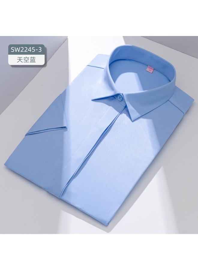 VUELO Seamless Adhesive Shirt Women's Non-ironing Short Sleeve Summer Workwear Business Wear Slim Half Sleeve Women's Shirt  - Image 1