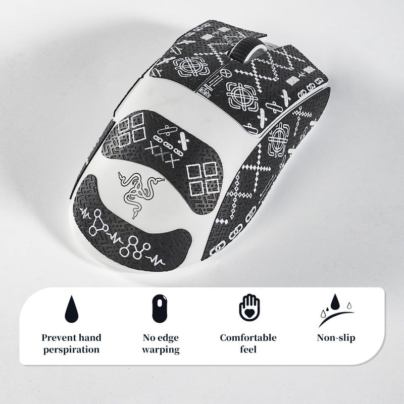 immoenuc Mouse Grip Tape Stickers for Razer Deathadder V3 / V3 Pro Mouse Anti Slip Skin Self-Adhesive,Pre-Cut,Sweat-Resistant Game Mice Accessories Pro Performance Upgrade (Black) - Image 4