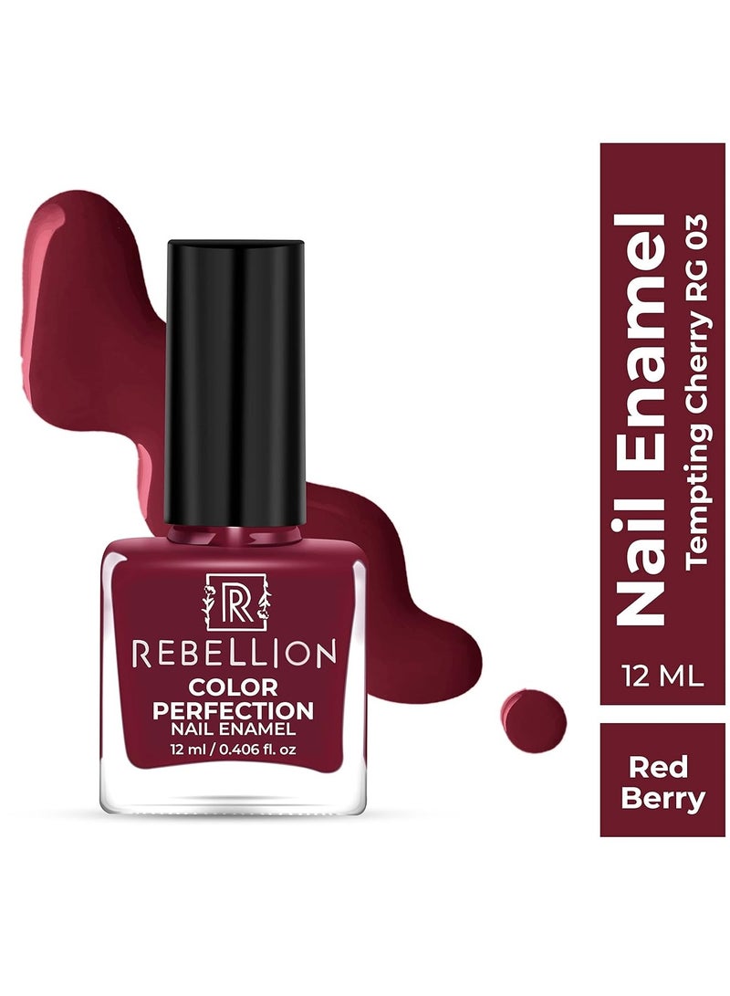 ريبيليان طلاء أظافر ريبيليون كلر بيرفيكشن 12 مل ريد بيري تيمبتنج شيري RG03 - Image 2