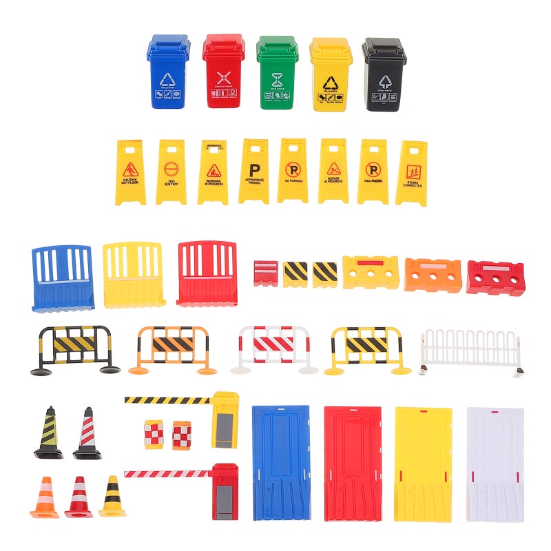 40pcs Traffic Road Signs Playset - Street Signs Mini Traffic Cones Garbage Can Kids Interactive Learning Toy For Boys Girls - Image 1