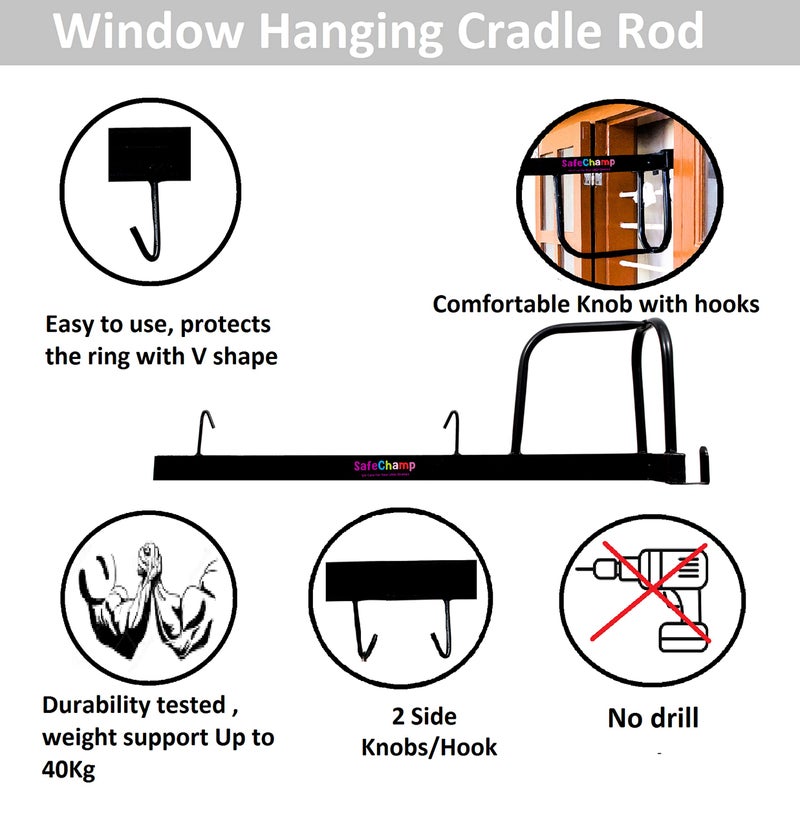 SafeChamp Small Dots Baby Cradle Cloth with Seperator and Metal Window Cradle Hanger. (Dark Blue) - Image 3
