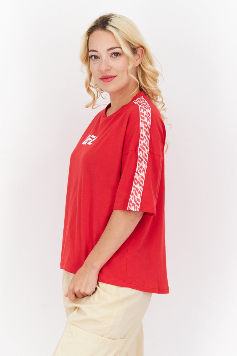 Ufc Women Sportswear Fit Short Sleeve Outdoor T-Shirt, Red Combo - Image 4