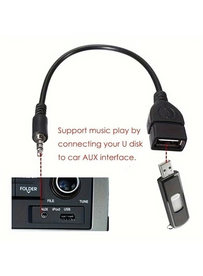 اتش واي 3.5 مللي متر AUX الصوت جاك التوصيل إلى USB 2.0 أنثى محول كابل كابل التكيف لسيارة محول مشغل MP3 - Image 3