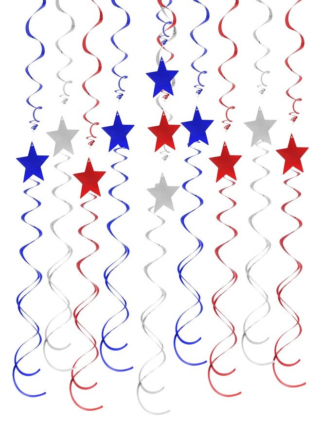 jiebor 30Pcs Red White and Blue Decorations Star Swirl Garland Banner Hanging for Memorial Day 4th Of July Independence Day Labor Day Home Party Decorations - Image 1