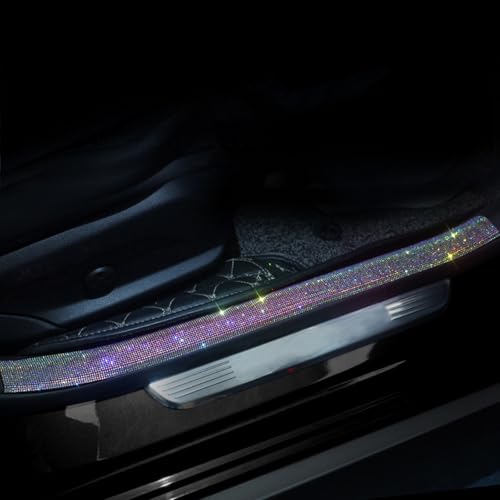 EOHMAK Car Door Sill Protector with Bling Rhinestones 2PCS Car Door Edge Guard Door Sill Scuff Cover Protectors Anti-Scratch Strip Sticker Car Door Bumper Protector 1.96"x 23.62" (Colorful) - Image 1