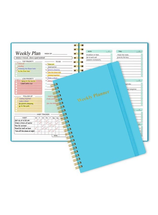 Utron A5 Weekly Planner, Planner Notebook, Undated Daily Planner, 5.7 x 8.3in To Do List Planner, Weekly Goals Notebook, Student Planner for Office/Business, Planner Notebook for Work - Image 1