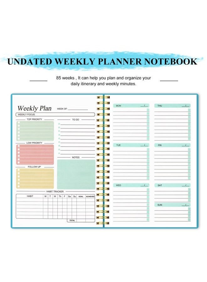 Utron A5 Weekly Planner, Planner Notebook, Undated Daily Planner, 5.7 x 8.3in To Do List Planner, Weekly Goals Notebook, Student Planner for Office/Business, Planner Notebook for Work - Image 2