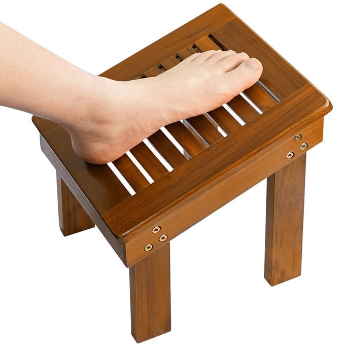 TEAK WOOD SHOWER FOOT STOOL FOR SHAVING LEGS STURDY SHOWER FOOT REST FOR SHOWER SHAVING WOODEN SHOWER FOOT STEP FOR BATHROOM