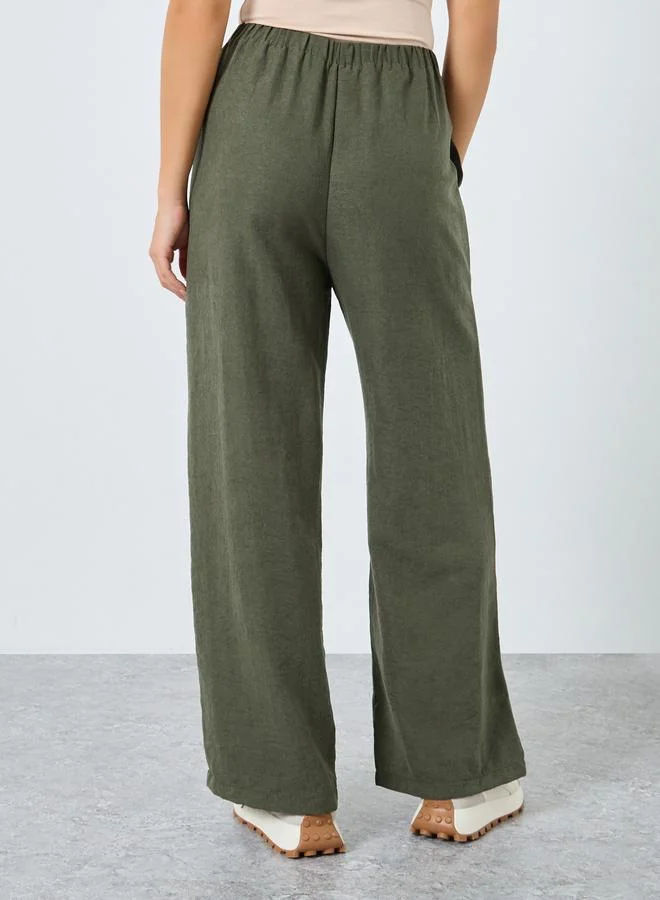 Styli Suede Wide Leg Joggers with Drawstring