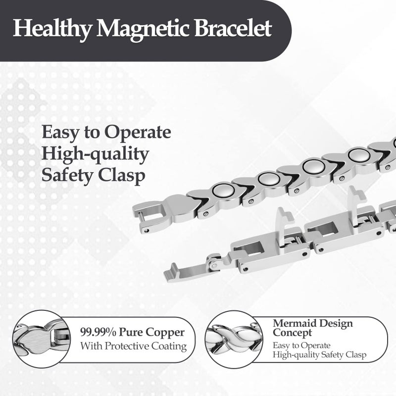 Jecanori Magnetic Bracelets for Women,Adjustable Titanium Steel Wristband Brazaletes,Valentine's Day Gifts with Sizing Tool (Mermaid Series) - Image 3