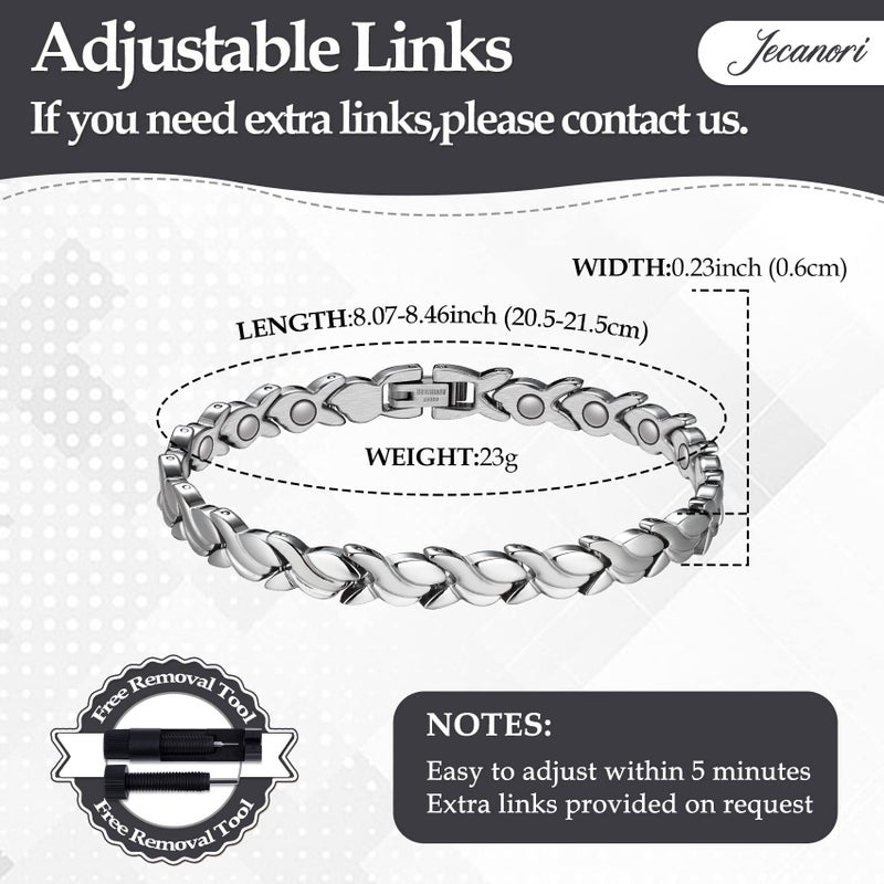 Jecanori Magnetic Bracelets for Women,Adjustable Titanium Steel Wristband Brazaletes,Valentine's Day Gifts with Sizing Tool (Mermaid Series) - Image 2
