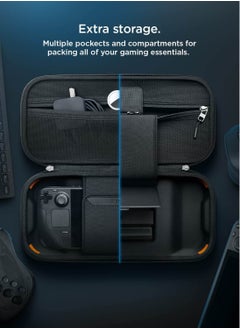Spigen غطاء حقيبة حمل محمولة للسفر Rugged Armor Pro for Valve Steam Deck مع جيوب للملحقات وحقيبة تخزين الشاحن الأصلية - أسود  - Image 4