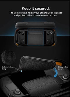 Spigen غطاء حقيبة حمل محمولة للسفر Rugged Armor Pro for Valve Steam Deck مع جيوب للملحقات وحقيبة تخزين الشاحن الأصلية - أسود  - Image 5