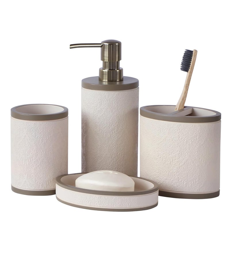 Obsessions Polyresin 4 Pcs Bathroom Set_Beige - Image 2