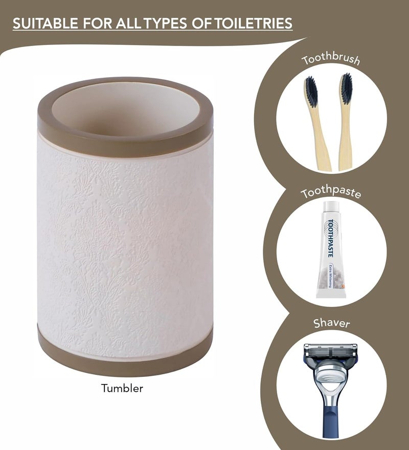 Obsessions Polyresin 4 Pcs Bathroom Set_Beige - Image 5