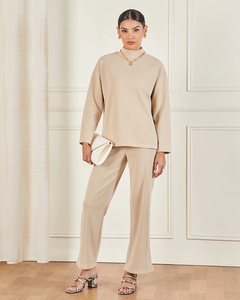 Redtag Womne Beige Knitted High Neck Pullover