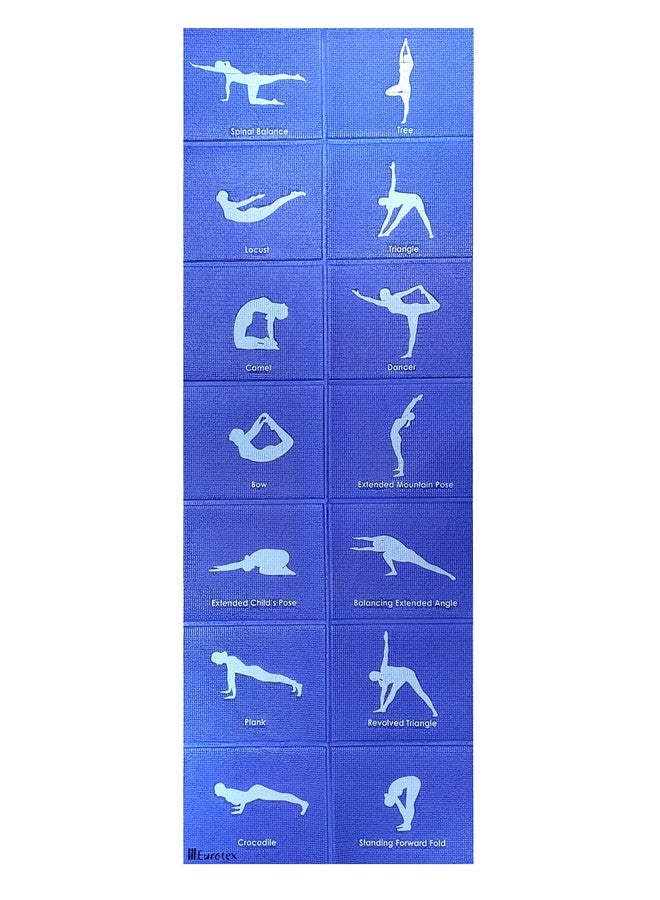 Eurotex Travel Yoga Mat Non Slip Foldable Portable Gym Mat Fitness Training Pilates Exercise Mat Workout for Women Men with Carry Bag | Yoga Mat With Pictures of Asanas (Blue) - Image 1