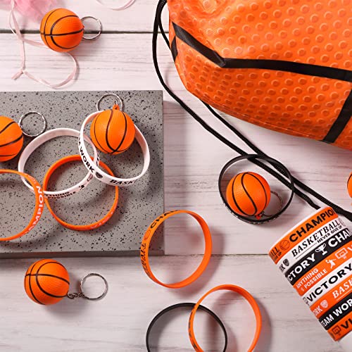 Jerify 42 Pcs Basketball Party Supplies Birthday Gifts Include 24 Basketball Silicone Wristbands 12 Orange Keychains 6 Drawstring Bags for Men Women Sport Gym Travel Carnival Rewards - Image 5