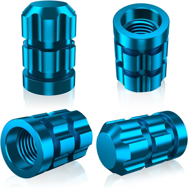 QUARKACE Tire Valve Caps - Universal Valve Stem Caps for Car, Motorcycle, and Bike - 4 Pack - Blue - Image 1