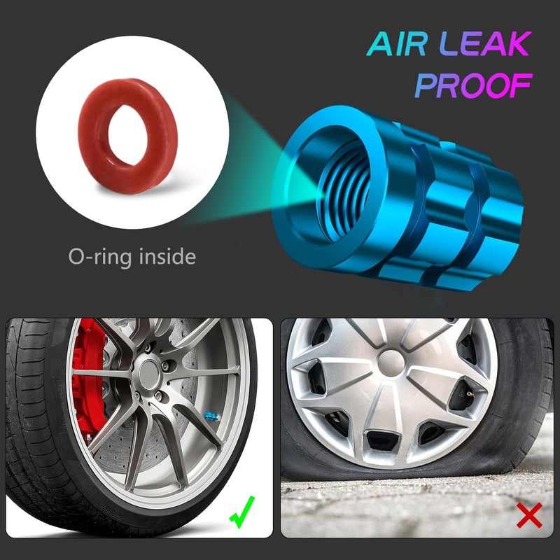 QUARKACE Tire Valve Caps - Universal Valve Stem Caps for Car, Motorcycle, and Bike - 4 Pack - Blue - Image 4