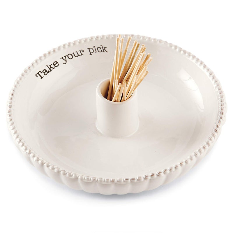 Mud Pie Take Your Pick Toothpick Dish 125 x 6 dia White