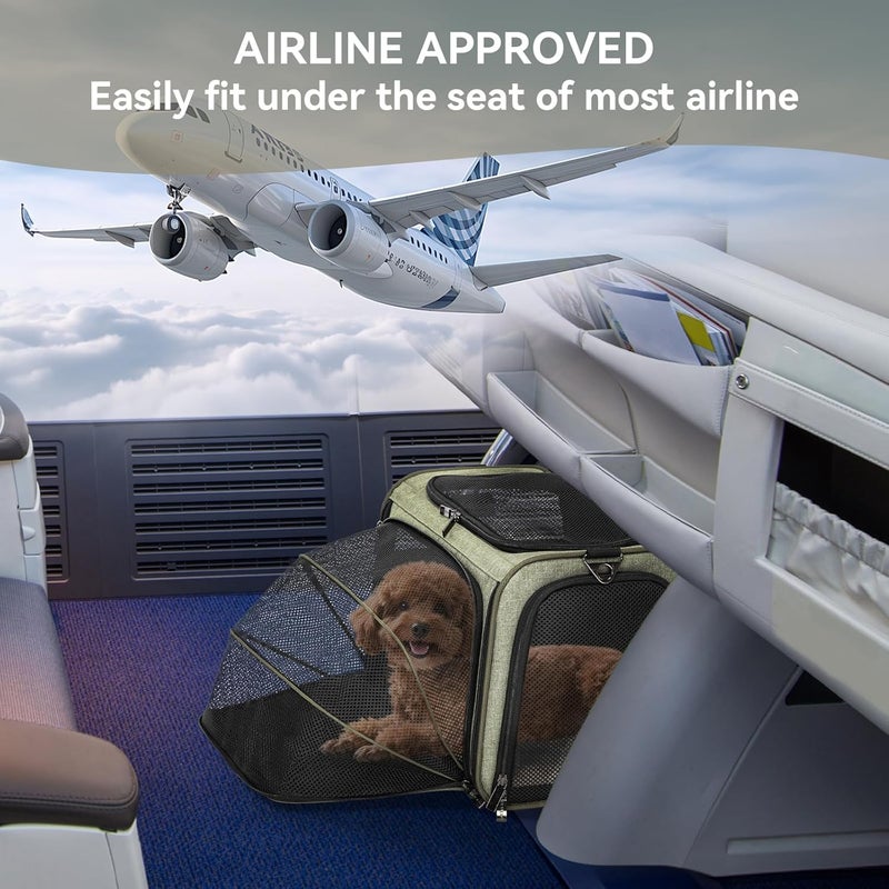 Petsfit Expandable Cat Carrier, Dog Carrier Bag, Airline Approved, Soft, Portable, Removable Soft Plush Mat and Pockets, Lockable Safety Zippers - Image 5