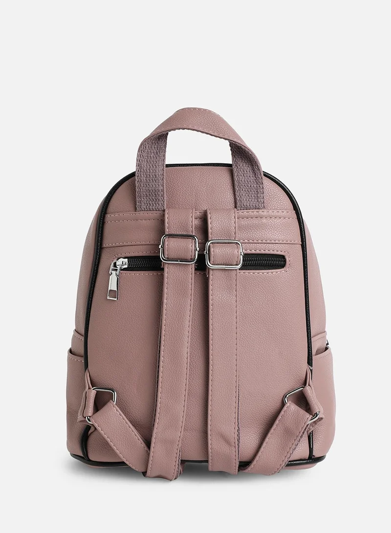 Haute Sauce Solid Zip Lock Regular Vegan Leather Backpack