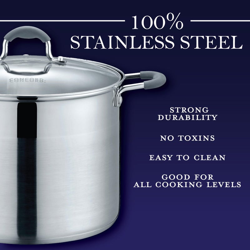 CONCORD Stainless Steel Stock Pot with Glass Lid (Induction Compatible) ((2.5 QT) - Image 3
