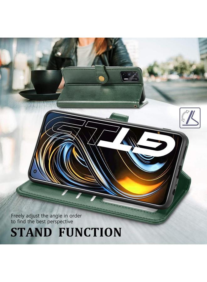 S-TOP Case For OPPO Realme GT 5G/ Realme Q3 Pro 5G Solid Color Leather Buckle Phone Case with Lanyard & Photo Frame & Card Slot & Wallet & Stand Function - Image 4