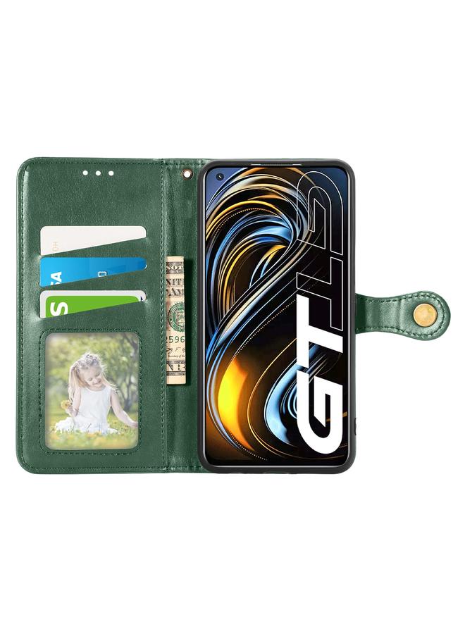 S-TOP Case For OPPO Realme GT 5G/ Realme Q3 Pro 5G Solid Color Leather Buckle Phone Case with Lanyard & Photo Frame & Card Slot & Wallet & Stand Function - Image 3