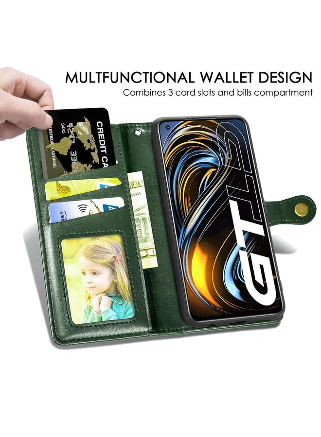 S-TOP Case For OPPO Realme GT 5G/ Realme Q3 Pro 5G Solid Color Leather Buckle Phone Case with Lanyard & Photo Frame & Card Slot & Wallet & Stand Function - Image 5