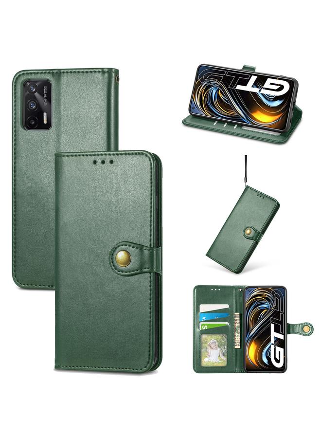 S-TOP Case For OPPO Realme GT 5G/ Realme Q3 Pro 5G Solid Color Leather Buckle Phone Case with Lanyard & Photo Frame & Card Slot & Wallet & Stand Function - Image 1