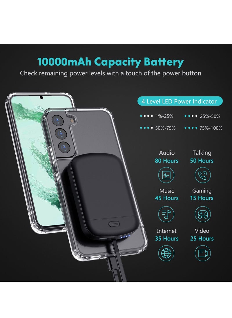 GULFLINK 10000mah Wireless Magnetic Power Bank with Protection Case Cover for Samsung S22 ultra Black  - Image 2