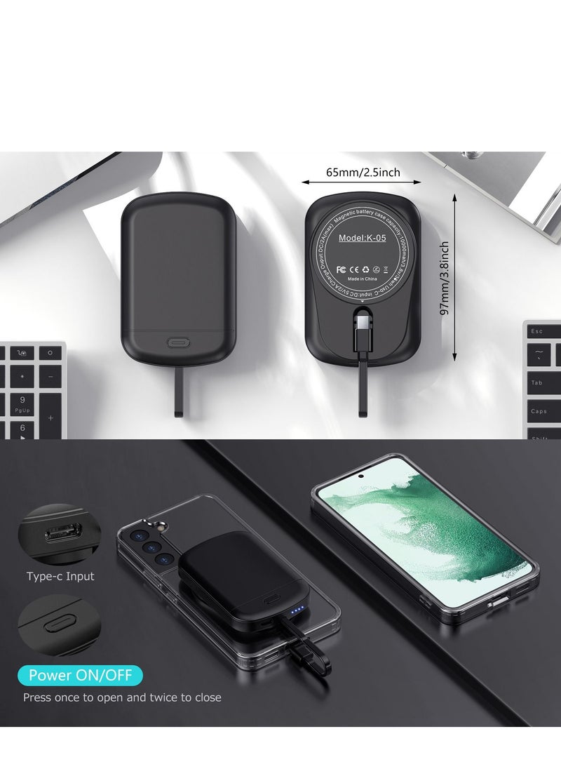 GULFLINK 10000mah Wireless Magnetic Power Bank with Protection Case Cover for Samsung S22 ultra Black  - Image 4