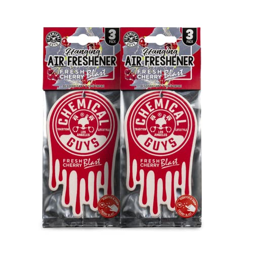 Chemical Guys Hanging Air Freshener, Fresh Cherry Scent 6 Pack, Great for Cars, Trucks, SUVs, RVs, Home, Garage, Workspace, Dorm Room & More (2 x 3 Packs) - AIR40602 - Image 1