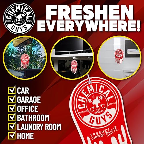 Chemical Guys Hanging Air Freshener, Fresh Cherry Scent 6 Pack, Great for Cars, Trucks, SUVs, RVs, Home, Garage, Workspace, Dorm Room & More (2 x 3 Packs) - AIR40602 - Image 4